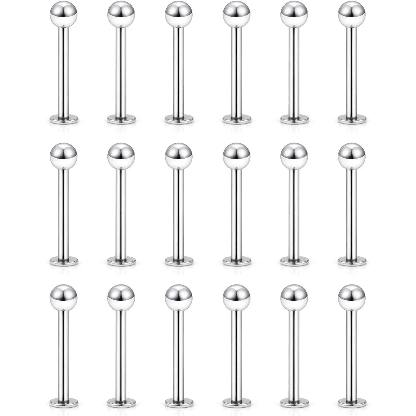 20G 18G 16G 14G 12G 316L Surgical Steel Lip Labret Monroe Medusa Nose Ring Studs Tragus Helix Cartilage Earrings Tongue Cheek Piercing Jewelry Bars 6mm 8mm 10mm 12mm 14mm 16mm 19mm 18PCSGift