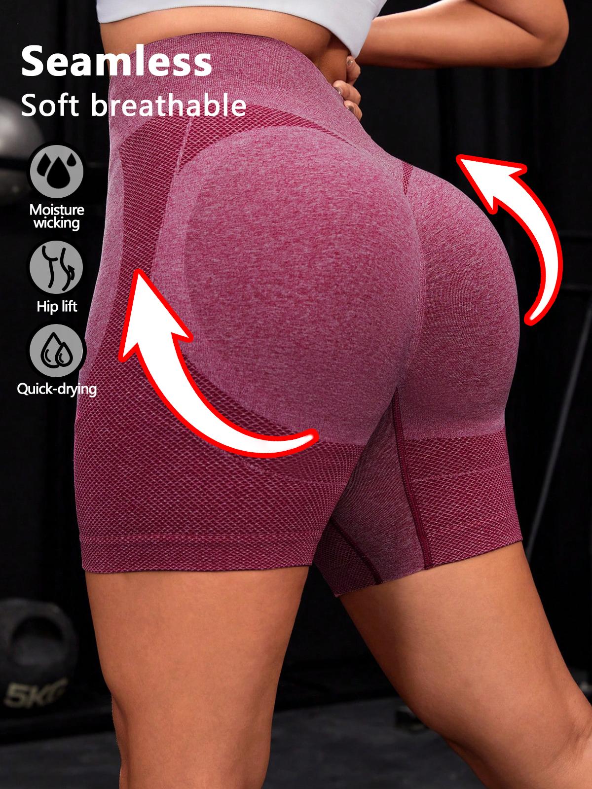 SUOVADUN DK001 Workout Gym Shorts, High Waisted Butt Lifting Scrunch Butt Seamless Booty Shorts Slim Tummy Control Stretchy Activewear Pants Yoga Clothes