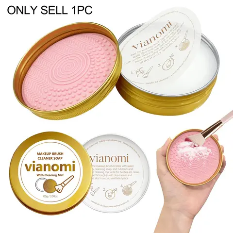 Makeup Brush Cleaning Soap with Cleaning Pad, Large-Capacity for Brushes, Beauty Blenders & Powder Puffs, Cosmetic Brush Cleaner