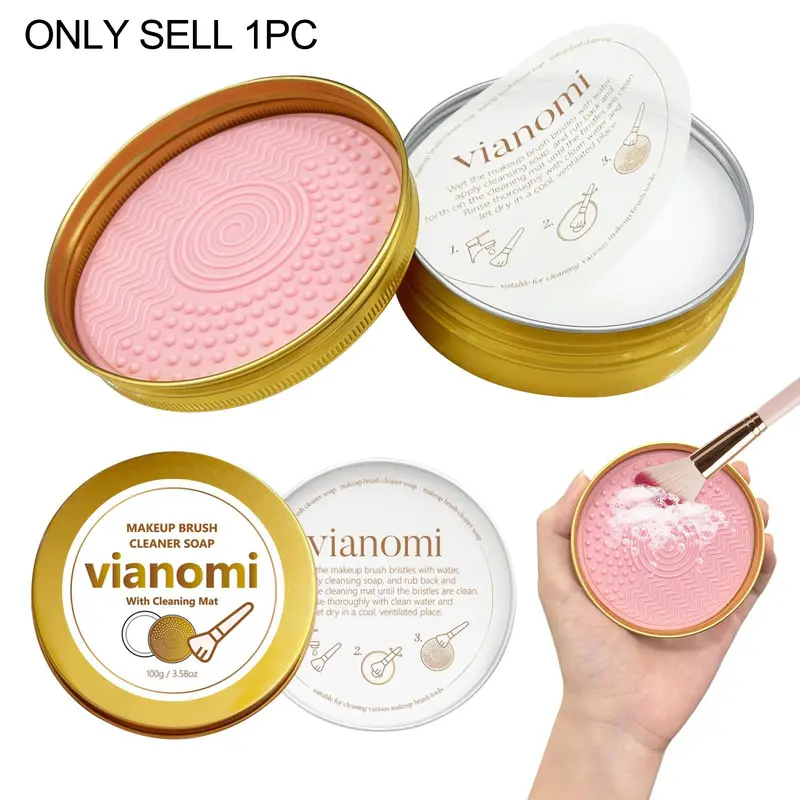 Makeup Brush Cleaning Soap with Cleaning Pad, Large-Capacity for Brushes, Beauty Blenders & Powder Puffs, Cosmetic Brush Cleaner