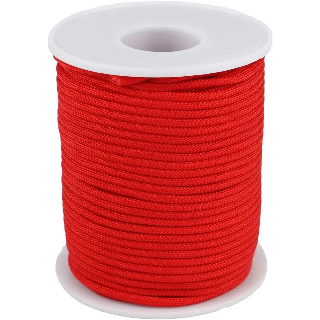 Braided Nylon Twine Cord Thread String for Necklace Bracelet  Making Crafting Accessories (2mm-98feet, Red)