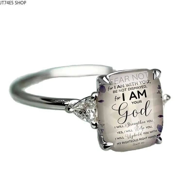 Women Inspirational Quote Engraved Ring, Retro Gentle Style Statement Band Ring, Meaningful English Text Printed Jewelry