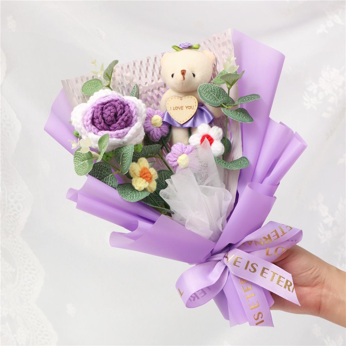 Handmade Woven Flower Bouquet, Perfect Gift for Birthday, Mother's Day, Father's Day, Teacher's Day, Valentine's Day, Christmas, Proposal, Thank You