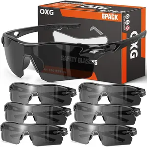 Unisex 6-Pack Safety Glasses Goggles - ANSI Z87.1 Certified, Scratch-Resistant Wraparound Lenses, PPE Safety Equipment for Construction Accessories