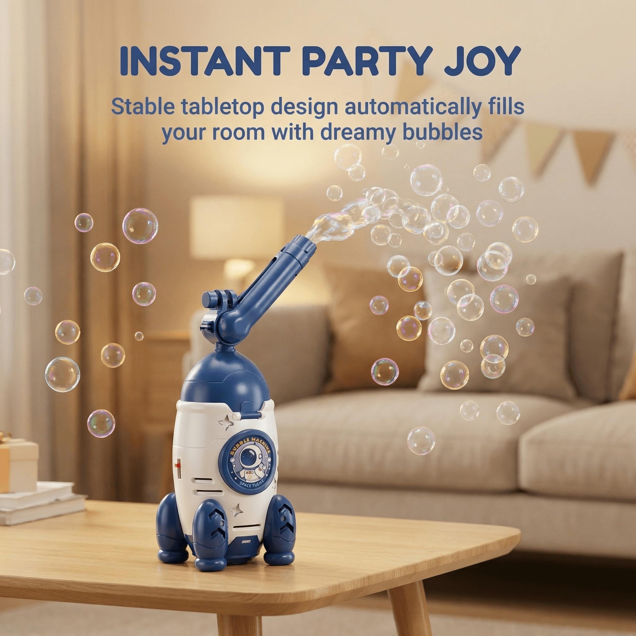 Rocket Car Bubble Machine Bicycle Electric Fully Automatic Rechargeable Kids Outdoor Toy Boy Girl, LED Light, Includes 50ML Bubble Liquid