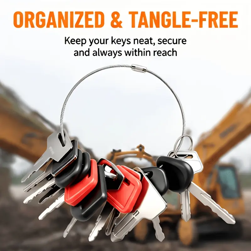 18PCS Universal Heavy Equipment Ignition Key Set – Multi-Model Construction Machinery Start Keys (Includes Key Fob and Ring) – Suitable for Excavators, Loaders, Forklifts, and Tractors