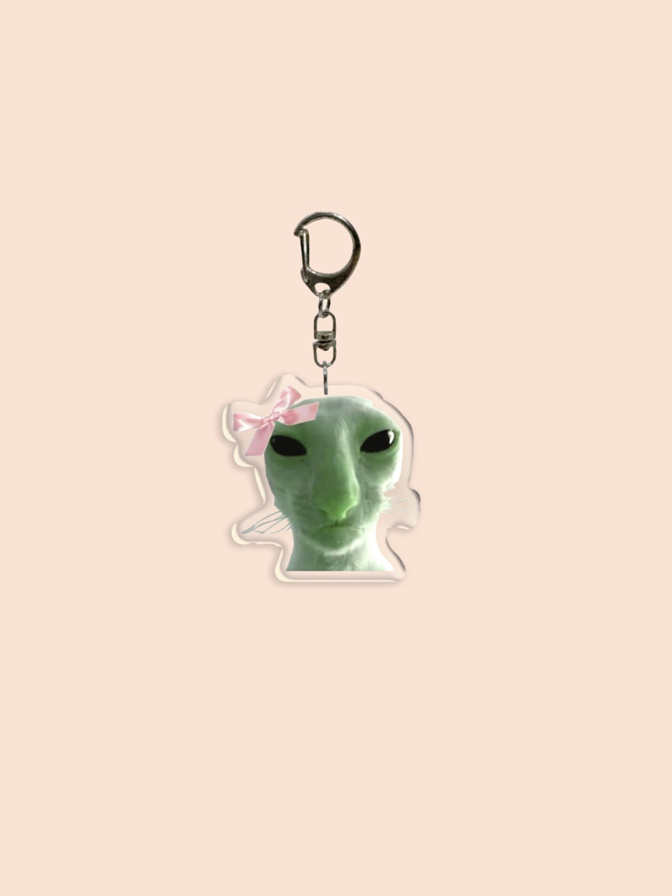 Funny Alien Acrylic Keychain, Face, Alien Cat, Sad Cat Pendant, Backpack Charm, Phone Accessory, Wallet Clip, Friend Gift