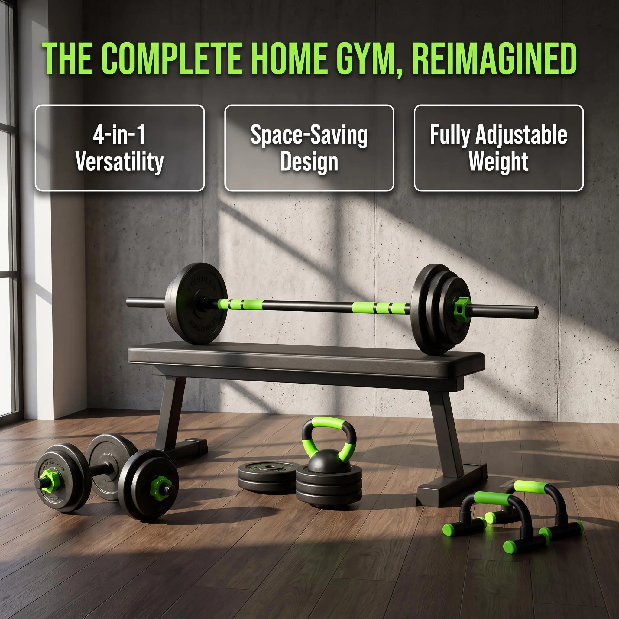 GARVEE Adjustable Dumbbell Set 4 in 1 with 44 LBS Free Weight Options for Home Gym Use, Round Design for Versatile Strength Training and Convenient Workout Experience