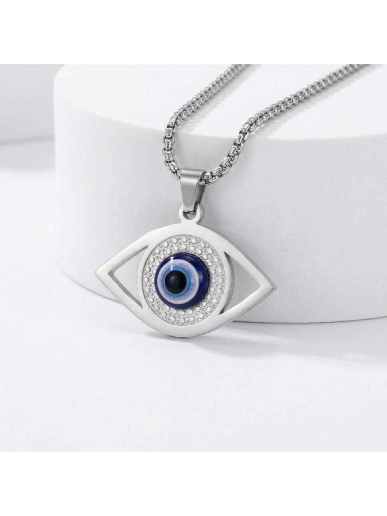 Classic Evil Eye Pendant Necklace - Stainless Steel Turkish Eye Jewelry for Men/Women