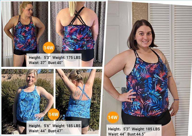 Holipick Women Plus Size Two Piece Tankini Swimsuit Tummy Control Bathing Suits Blouson Tankini Top with Boy Shorts Holipick Women Plus Size Two Piece Tankini Swimsuit Tummy Control Bathing Suits Blouson Tankini Top with Boy Shorts