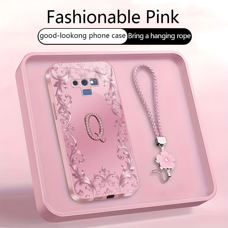 Suitable for [Galaxy Note9] high-end women's phone case🥰，free four-leaf clover lanyard included—choose any one of the 26 letters. Drop-resistant and fingerprint-proof. YM99