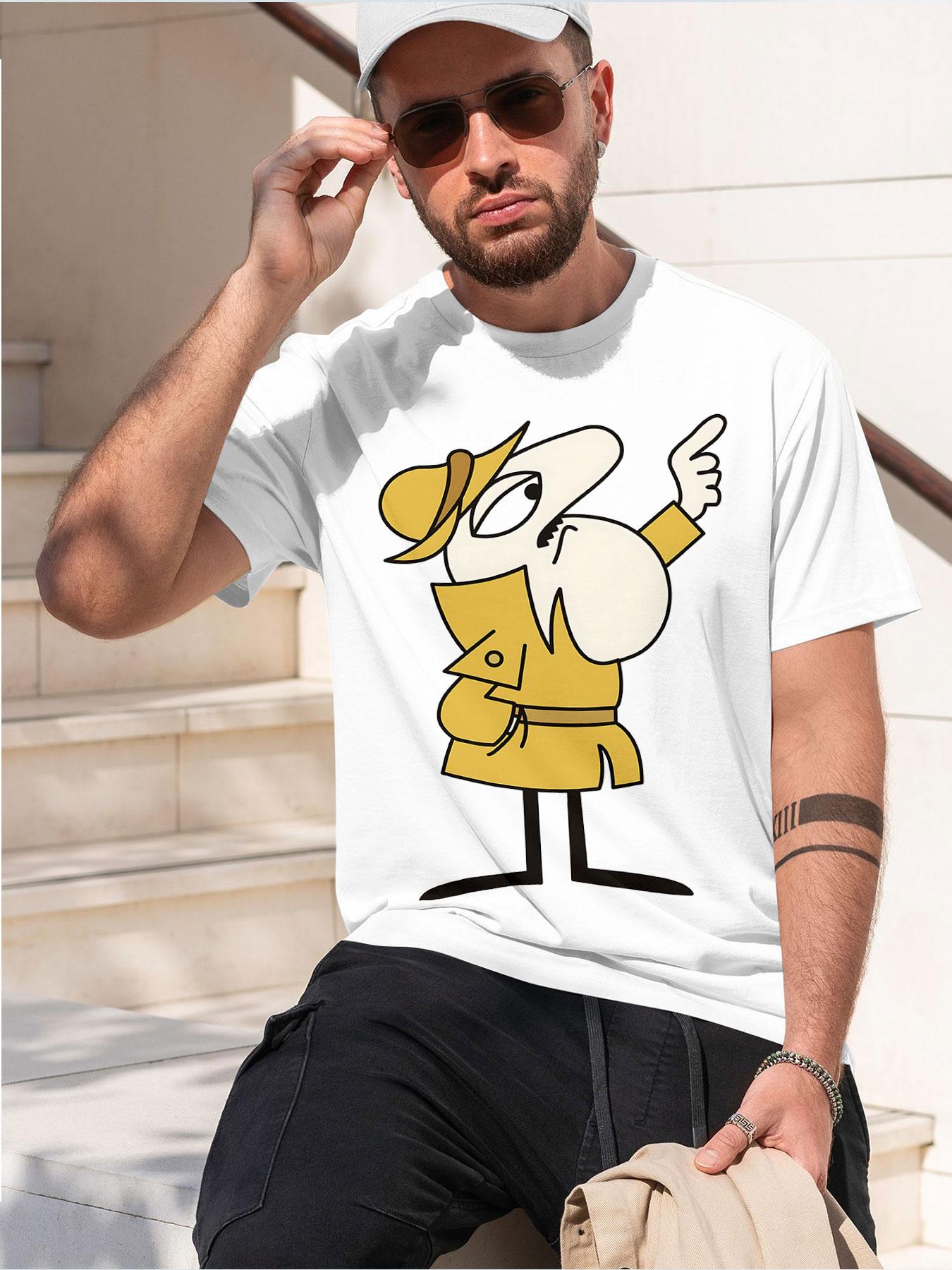 Inspector Jacques Clouseau 2026 new model Black/White Tee Stylish & Comfortable Loose Crew Neck Short Sleeve T-shirts Versatile On Trend Eye Catching Printed Graphic Casual Tee for Daily Wear Outing