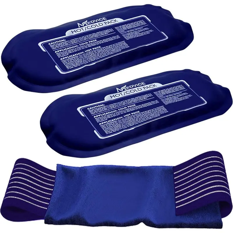 Reusable Hot/Cold Gel Ice Packs (3-Piece Set) - One Size, Freeze/Heat Pain Relief for Sports Injury Joint Support
