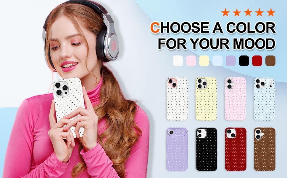 Hython for iPhone 17 Case Cute Polka Dot Aesthetic Design Simple Cover 6.3", Thin Slim Anti-Scratch Soft TPU Bumper Shockproof Rubber Protective Phone Cases for Women Girls Girly Boys, White