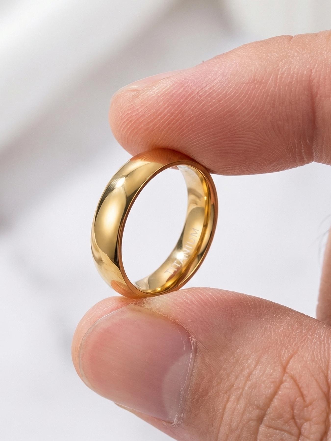 3-piece 18K gold stainless steel plain ring, high-end and niche, elegant ring with a smooth surface, high-quality jewelry ring / stainless steel material / colorfast / hypoallergenic / couple's style / suitable for festivals / parties / ideal gift