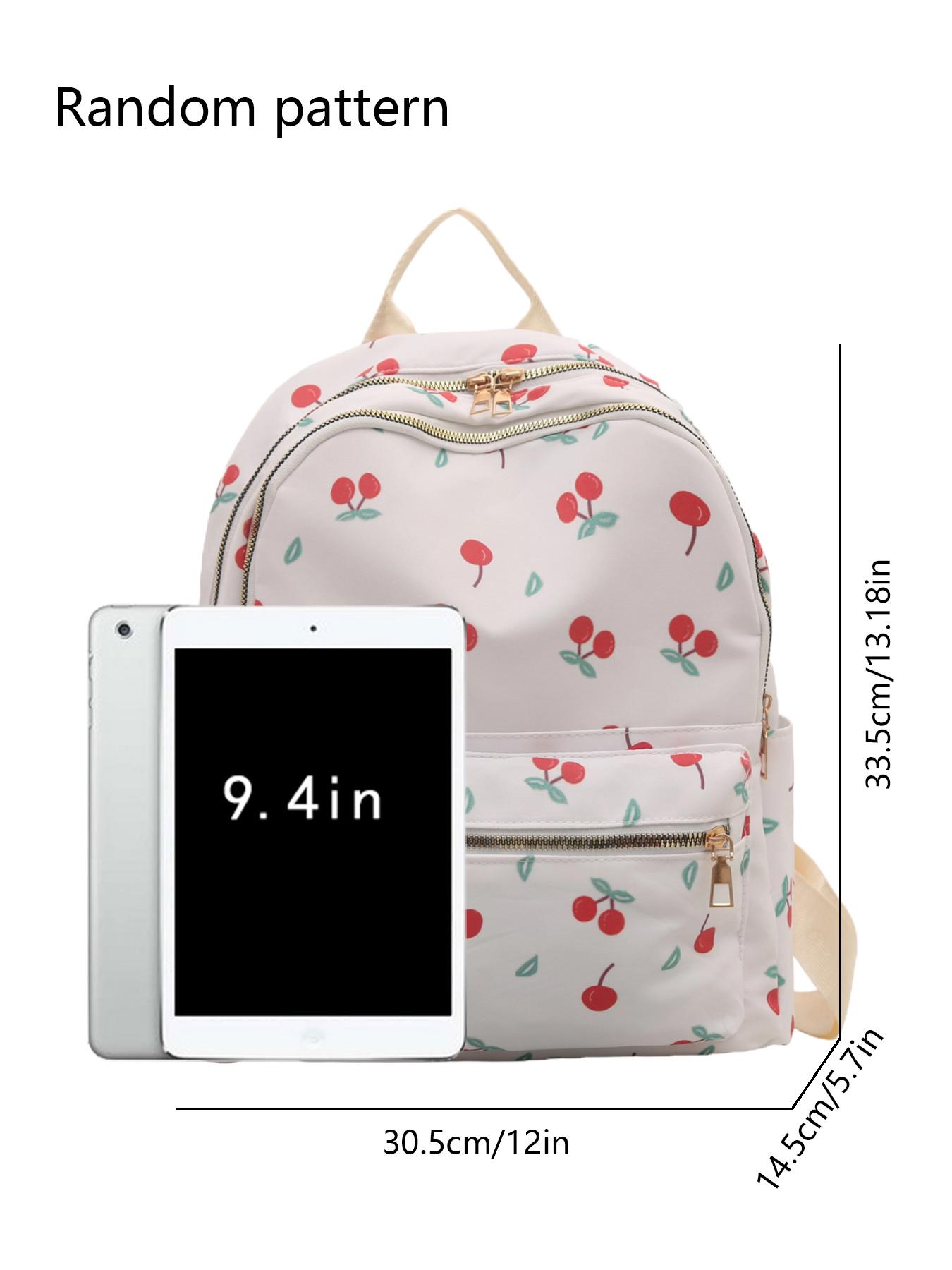 Sweet and fresh cherry element backpack, simple design, fashionable and exquisite, energetic campus style, versatile, light and practical, good for shopping and traveling, suitable for daily commuting  etc.