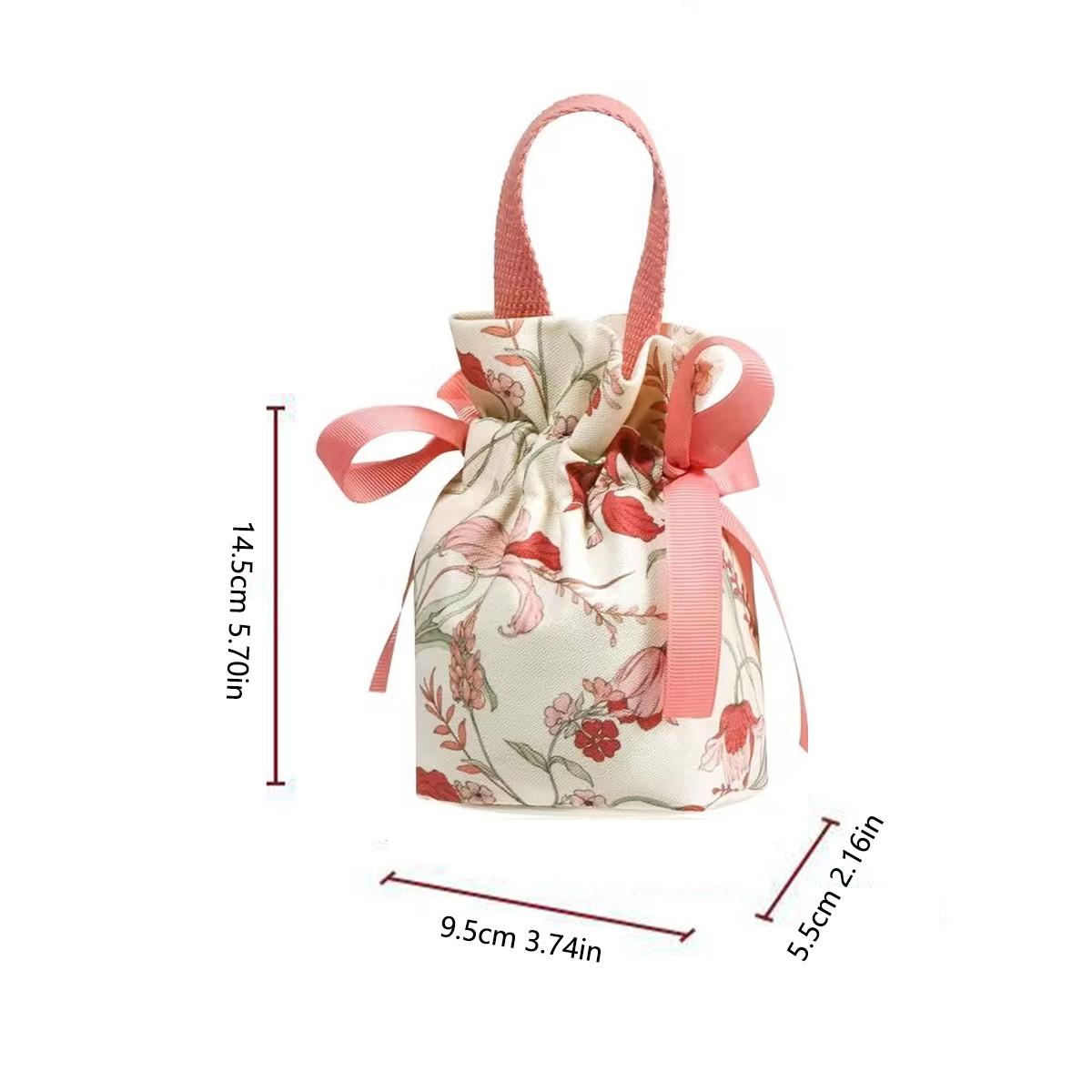 10 Piece Floral Drawstring Bags, Jewelry Packaging Pouches, DIY Craft Supplies, Earrings Rings Necklaces Bracelets Storage, Party Gifts