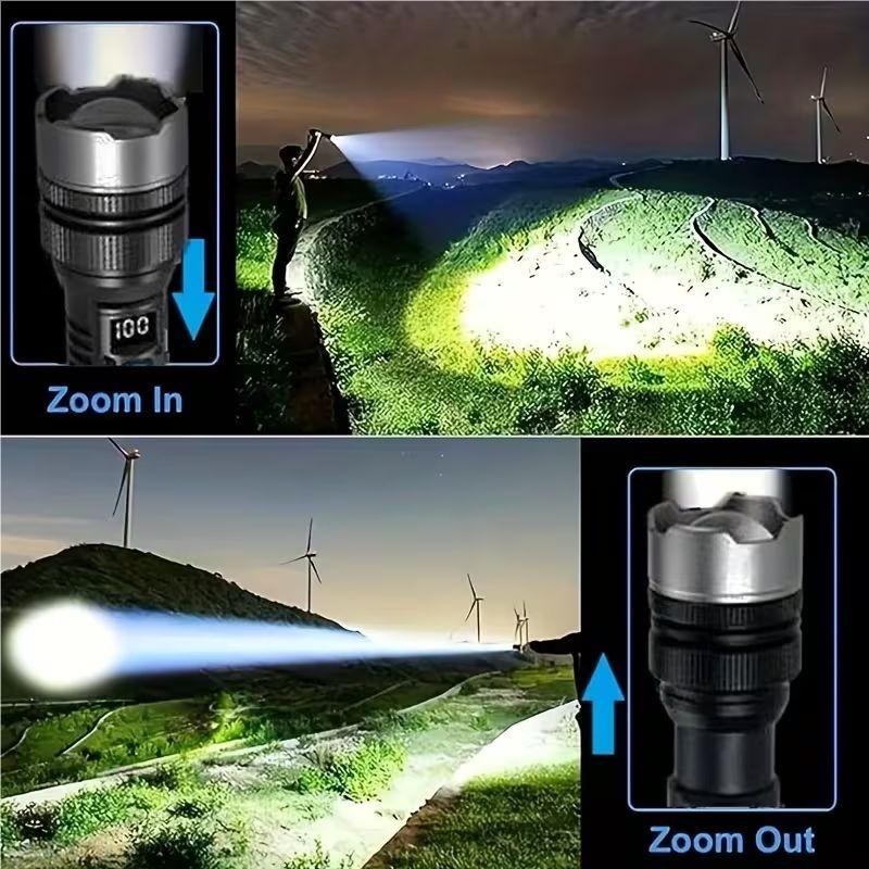 Easter Multifunctional LED Type-C Fast Charging Flashlight, Seven Modes Adjustable COB Work Light, Smart Battery Display, Camping Hiking Home Use