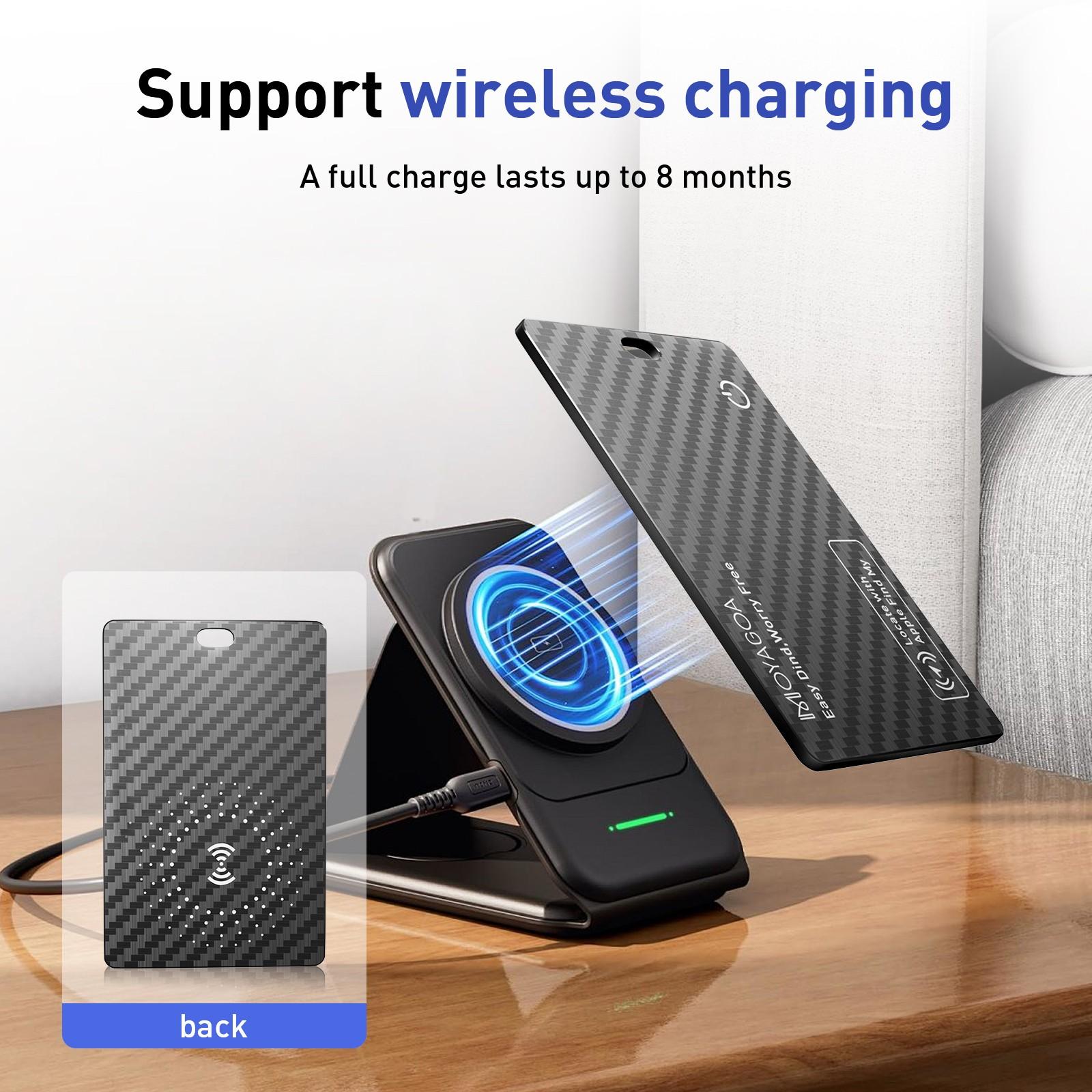 1PC Ultra-Thin Tracking Card for Luggage Tags, Passports, Phones, Wireless Charging Wallet Locator, Compatible with Apple & Android Global Tracking