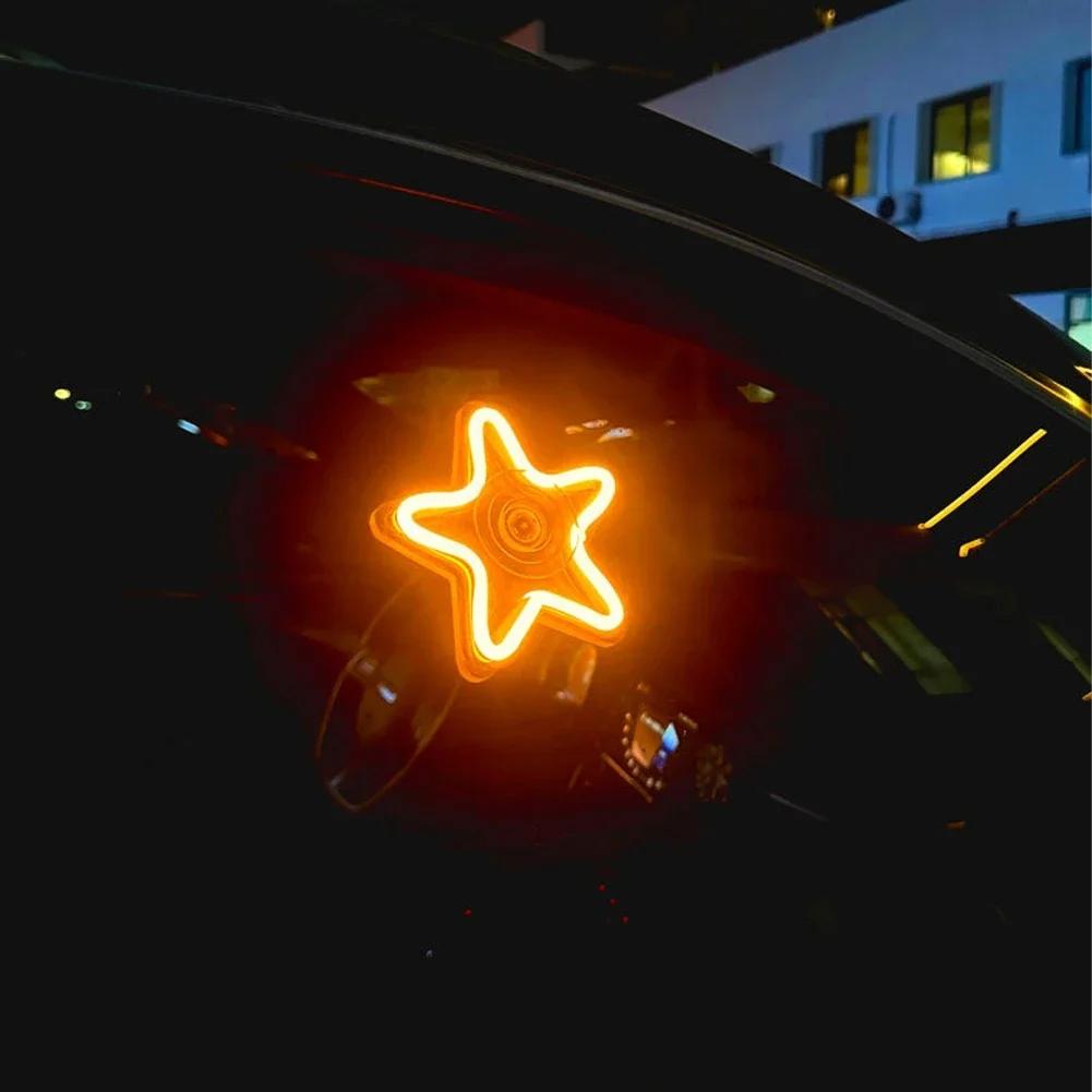 Universal LED Car Window Lights Auto Interior Decoration Atmosphere Lamps Love/Star/Lightning Neon Lights with Remote Control Led Ambient Light