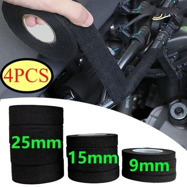 High Temperature Resistant Wire Harness Tape Heat Resistant Tape Self-Adhesive Fabric Tape Adhesive Cloth Tape for Electrical Car Engine Wiring Protection, Noise Damping Cable Fixing