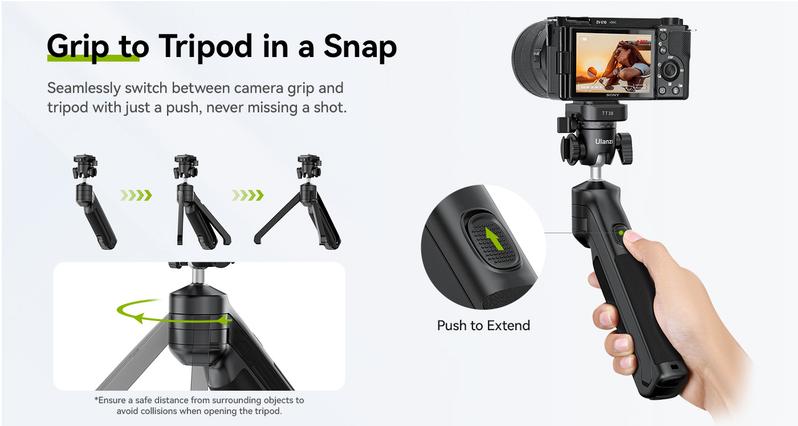 ULANZI One-Click Open Tabletop Tripod for Camera Mini Vlogging Tripod, Uka F38 Camera Quick Release System, Flexible Travel Tripod for Sony/Canon/Nikon/Fujifilm SLR DSLR Pocket Stand Shooting Selfie Video Vlog