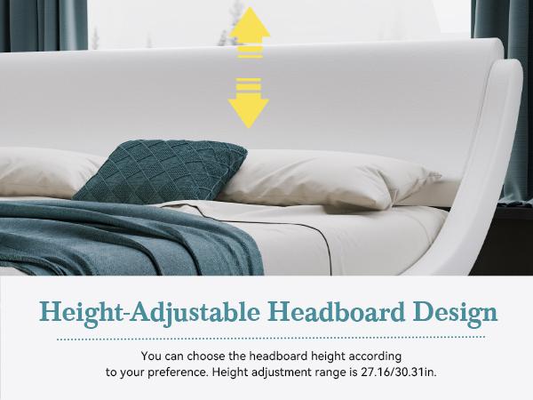 HOOMIC Upholstered Platform Bed Frame【Frame Only No Mattress】with Faux Leather Headboard, Modern Sleigh Design, Low Profile, No Box Spring Needed, Full/Queen/King Size,Black/White/Black & White