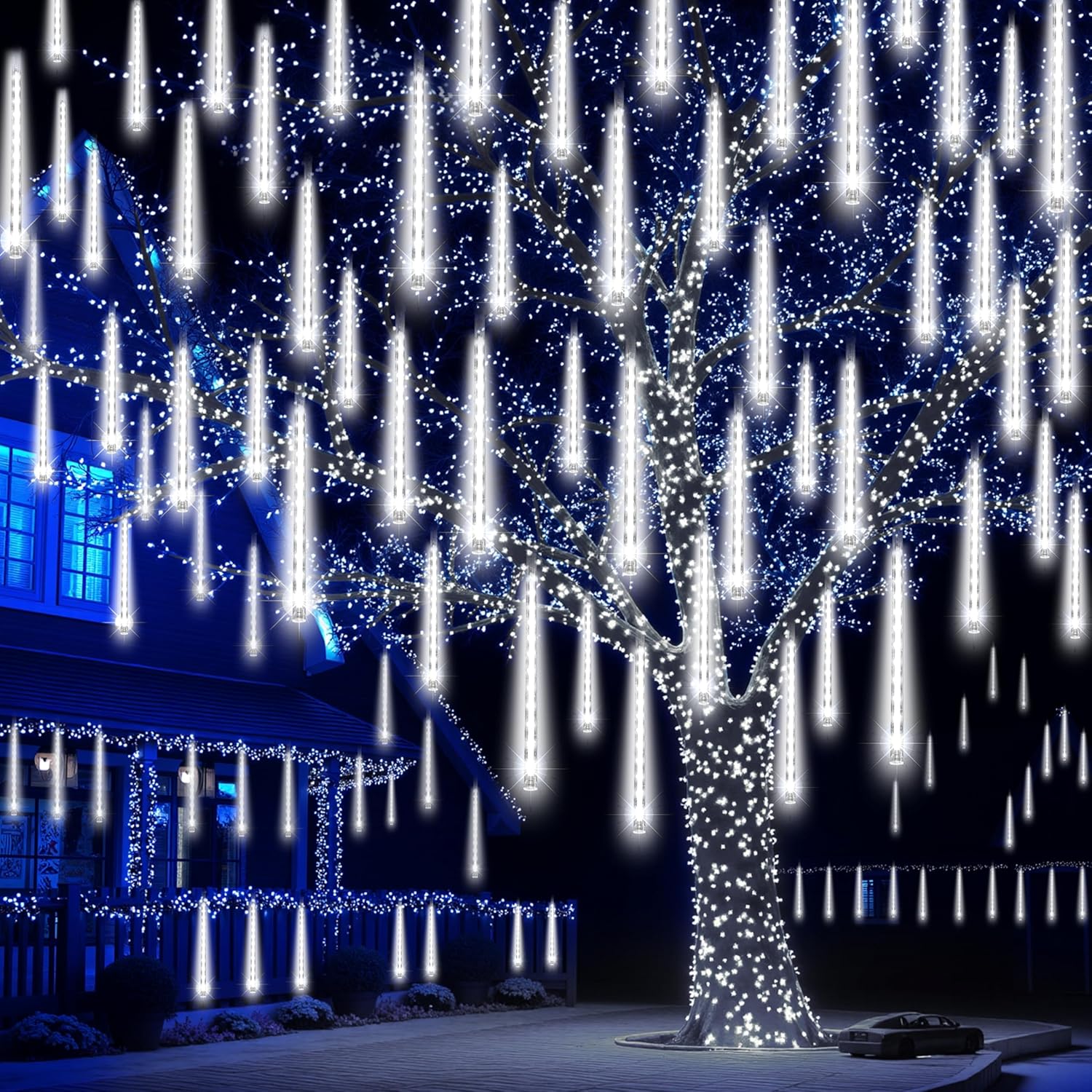 8-Tube LED Meteor Shower Light, Waterproof Waterfall String Lights, Ideal for Festive Parties, Weddings, Garden Decorations