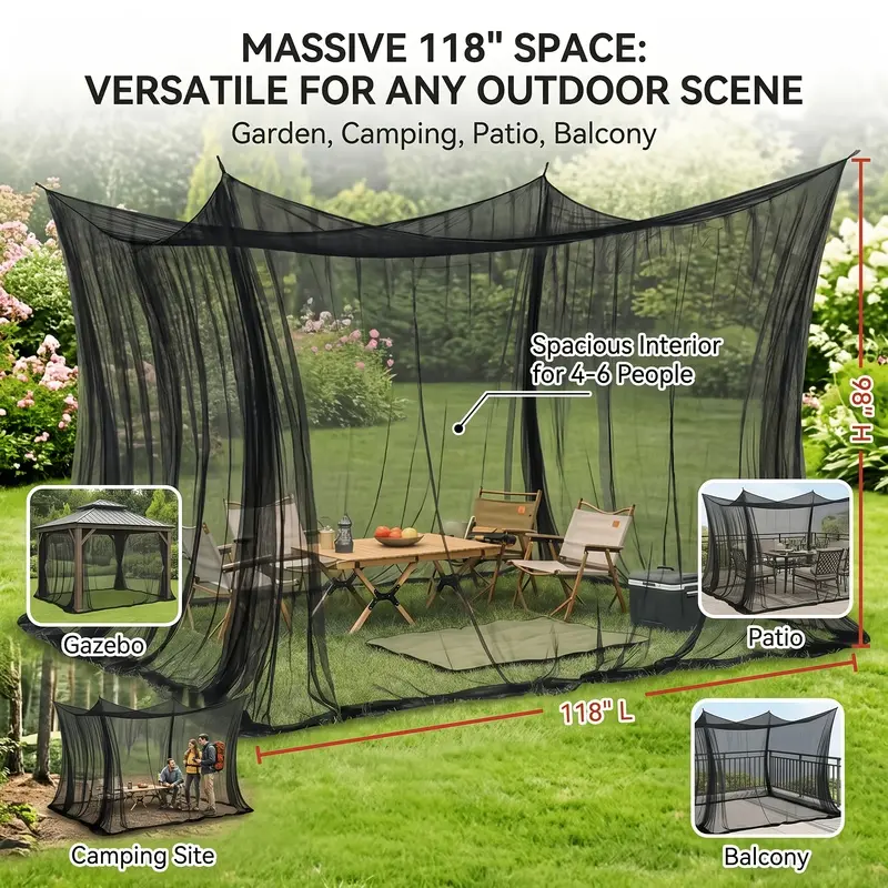 Courtyard Mosquito Net - Ultra-Dense Garden Mesh Barrier, Suitable For Balconies, Porches, Parasols, Fruit Trees, Pavilions, Rvs, Camping Essentials | Decorative Skylines | Durable Outdoor Mesh Cover, Mosquito Protection Courtyard Outdoor Decoration