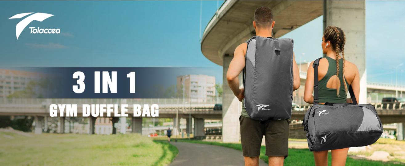 Tolaccea Gym Bag for Men Women, 54L Large Duffle Bag Backpack, Sports Travel Duffel Bag with Shoe Compartment & Wet Pocket, Lightweight Waterproof Carry On Weekender Overnight Workout Bag, Grey new  gymbag unisex travel Lightweight Large