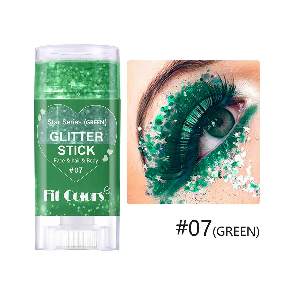 1PC Fit Colors Glitter Stick, 12 Colors Available, Holographic Chunky Glitter, for Face Hair & Body, Long-Lasting, for Festival Rave & Game Day Fan Party, Body Glitter Gel, Cosmetic Sparkle Stick