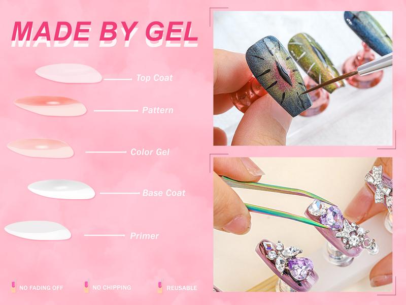 Sethexy Luxury Purple Rhinestone Handmade Fake Nail 3D Heart Crystals Long Coffin Press on Nails Butterfly Bow Bunny False Nail Salon Durable Quality Nails for Women and Girls 10Pcs easy press