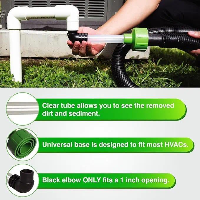 AC Drain Line Cleaner Adapter, HVAC to PVC AC Drain Line Cleaning Tool, Universal Fit, Drain Clog Remover & Unclogger, Clear Visibility