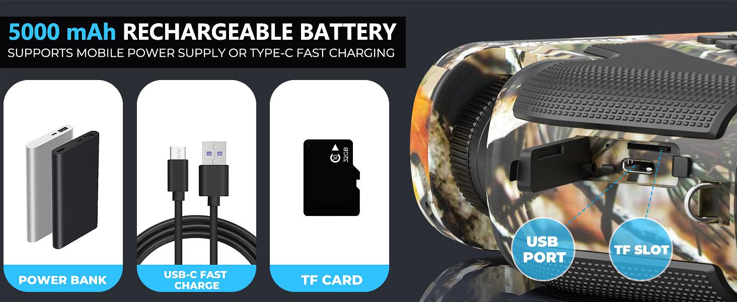 WOSPORTS 4K Night Vision Binoculars | 1315FT Range, 10X Optical Zoom, Rechargeable with 3'' Screen & 32GB Card