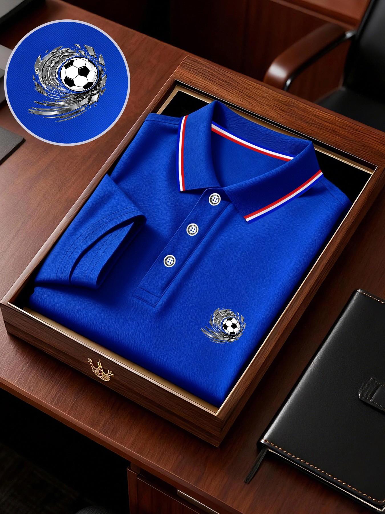 Men's Geometric Print Polo Shirt, Loose-Fitting Short Sleeve, Breathable Elastic Fabric, Casual Business Tee, Spring Summer New Arrival