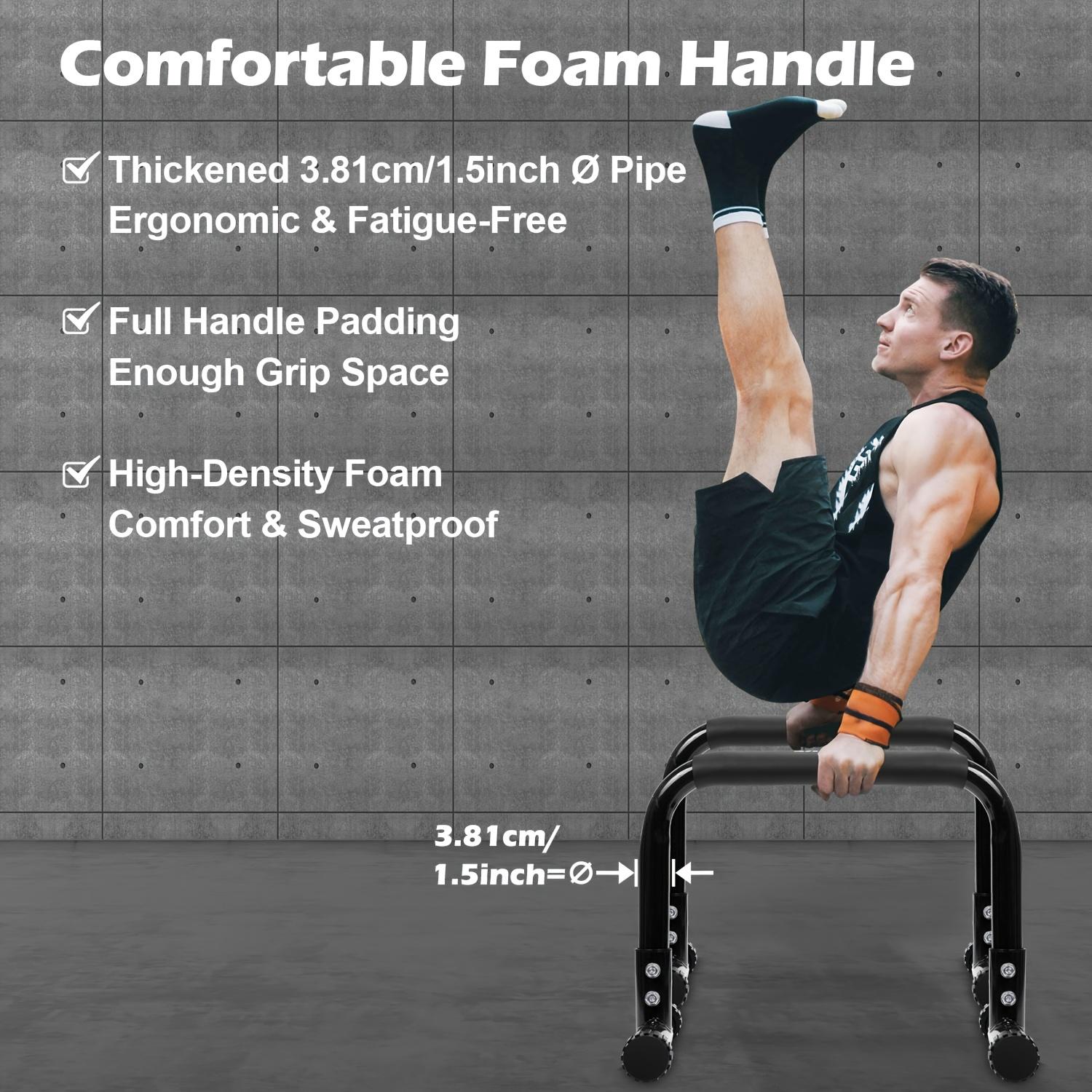 Parallel bars for gyms and outdoor training - heavy height-adjustable gymnastics equipment with anti-slip feet and wrist guard cushioning grips - portable push-up bars, suitable for push-up and handstand strength training, Home Fitness Equipment