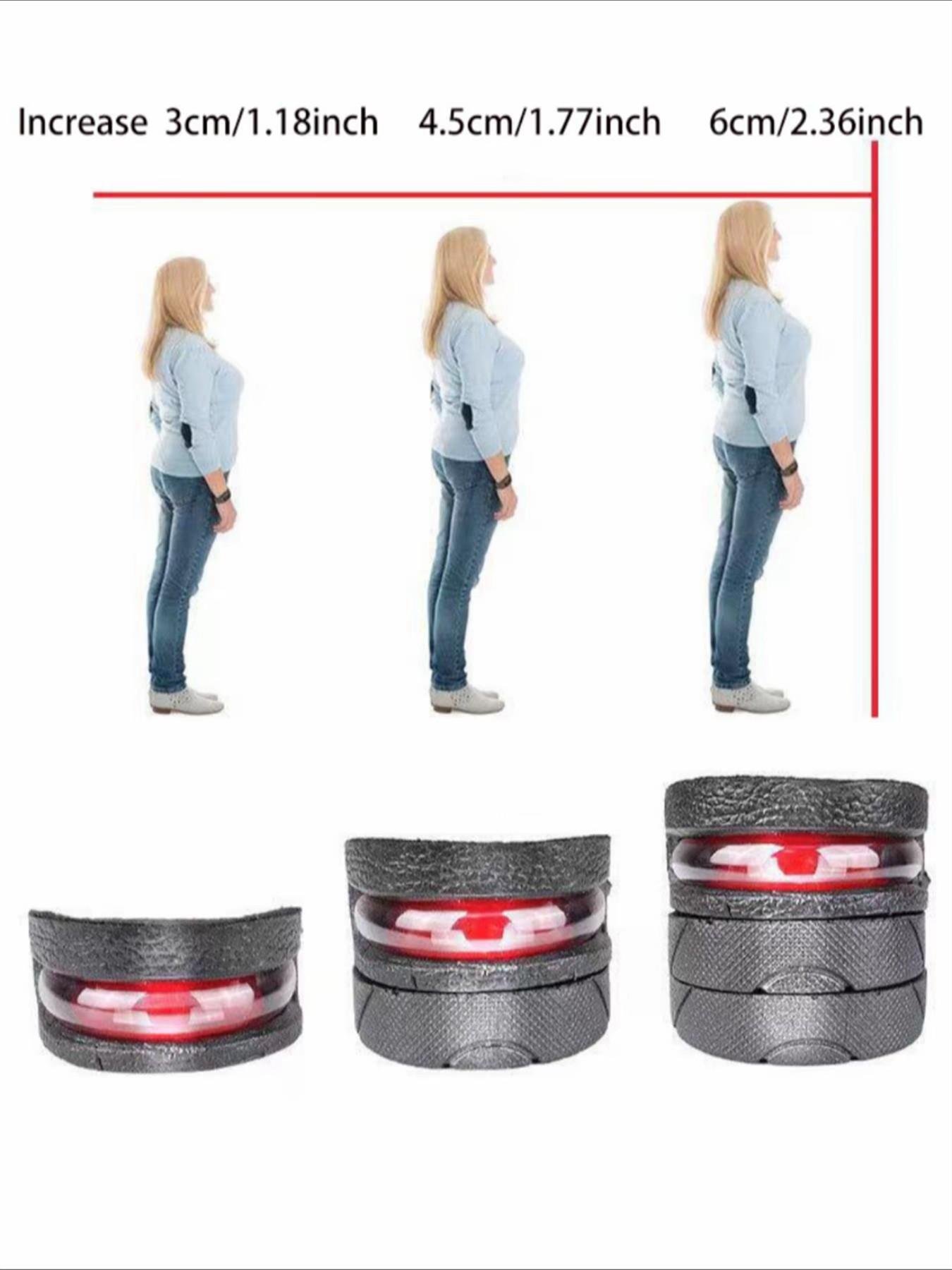 1 Pair Adjustable Height Lift Insoles | 4-Layer Air Cushion Shoe Inserts for Men Women Unisex Design Shock Absorbing Elevator Insoles for Daily Work