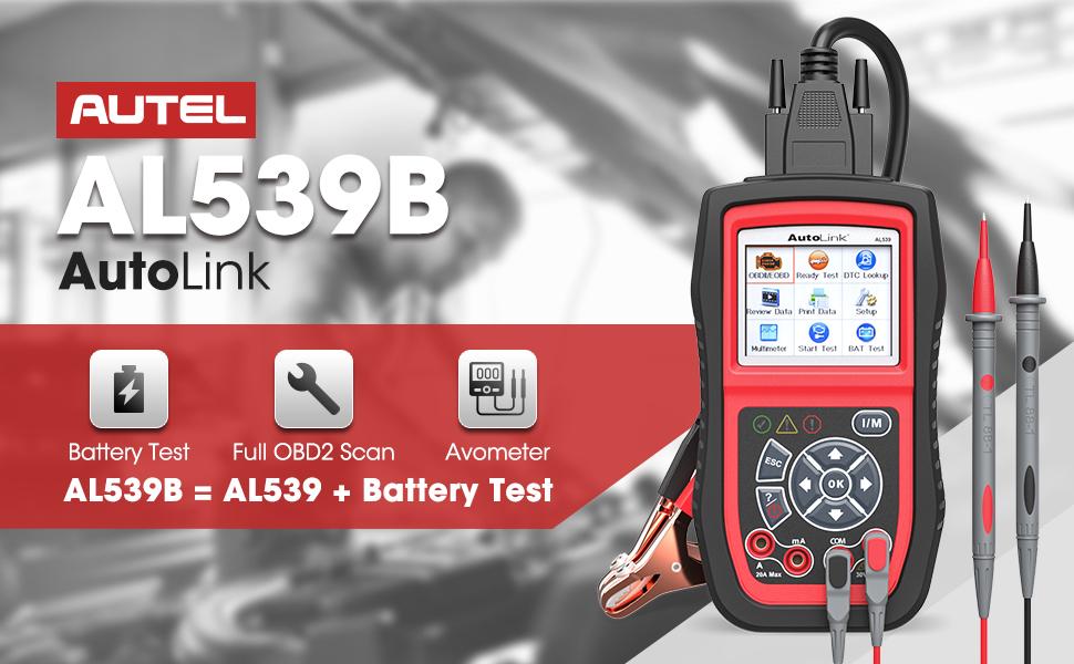 Autel AL539B OBD2 Scanner, 3-in-1 Code Reader Battery Tester Avometer for 12 Volts Batteries, Full OBDII Diagnosis and Circuit Starting & Charging Systems Test Autel AL539B OBD2 Scanner, 3-in-1 Code Reader Battery Tester Avometer for 12 Volts Batteries, Full OBDII Diagnosis and Circuit Starting & Charging Systems Test