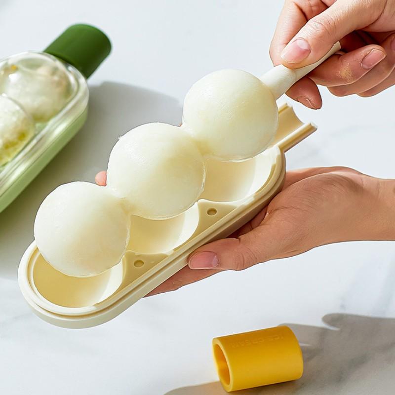 3pcs Ice Pop Molds, Candy Floss Ice Ball Mold, Freezer Tray for Baby Food, Home Use Ice Cube Maker, Two-In-One Design for Popsicles and Ice Cream Straws