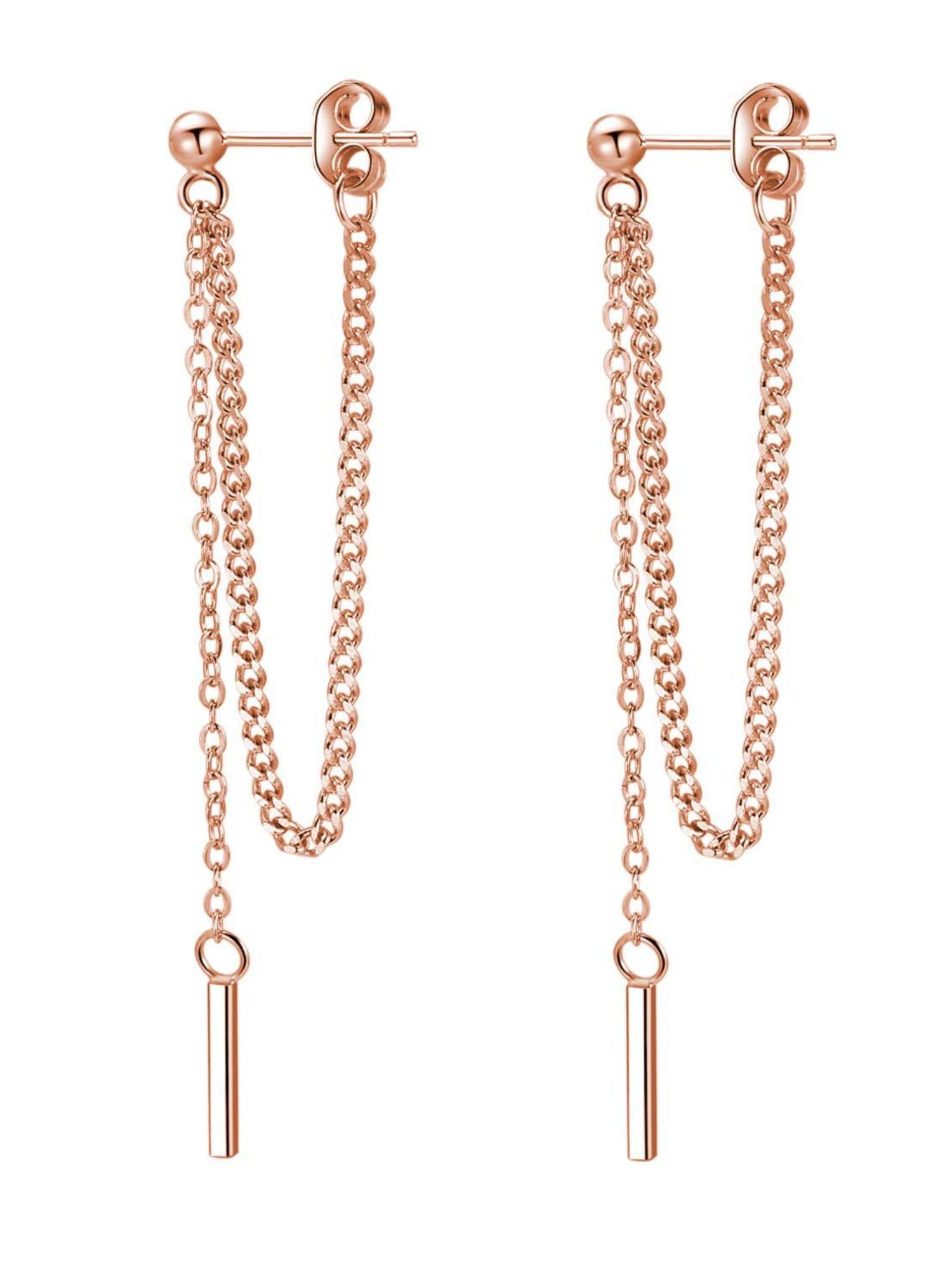 Long Tassel Earrings Stainless Steel Fashion Jewelry for Women Titanium Steel Long Bead Tassel Earrings, Stylish Accessory