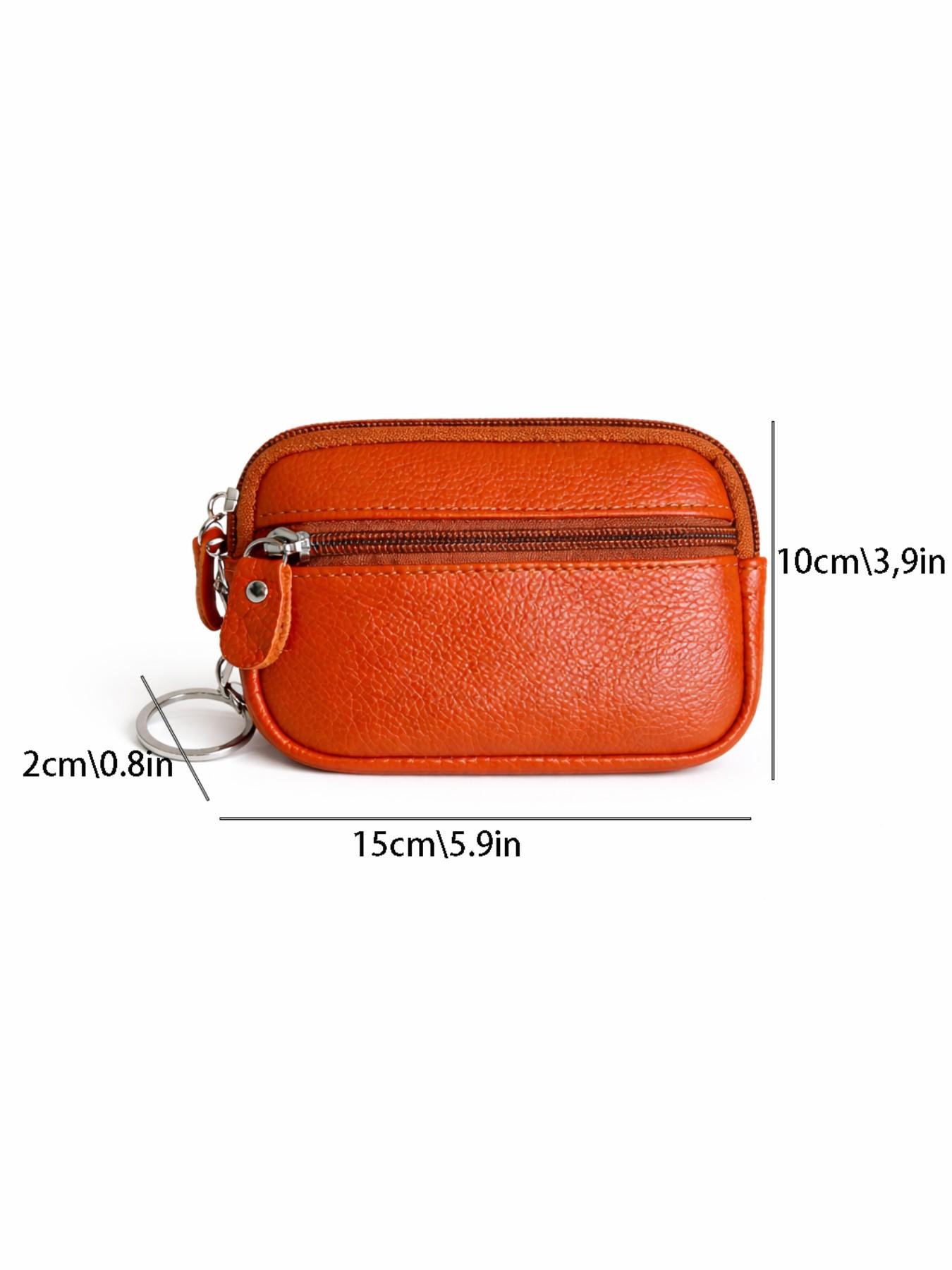 New Women’s PU Leather Zip Wallet, Small Coin Purse Card Holder with Keychain, Portable Mini Clutch Wrist Wallet