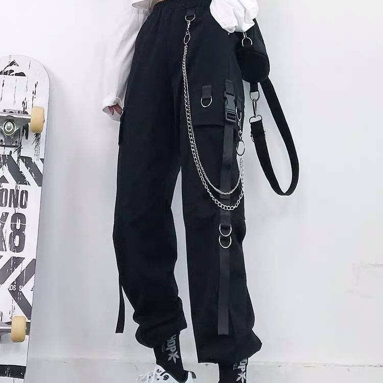 Women's tooling jogging pants loose tooling pants with chain