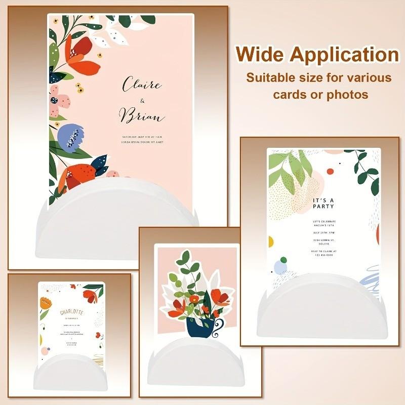 12pcs Wooden Photo Holders, Wedding Decor, Table Number Stands, Multi-Use Desktop Display Rack, Half-Circle Design, No Cards Included