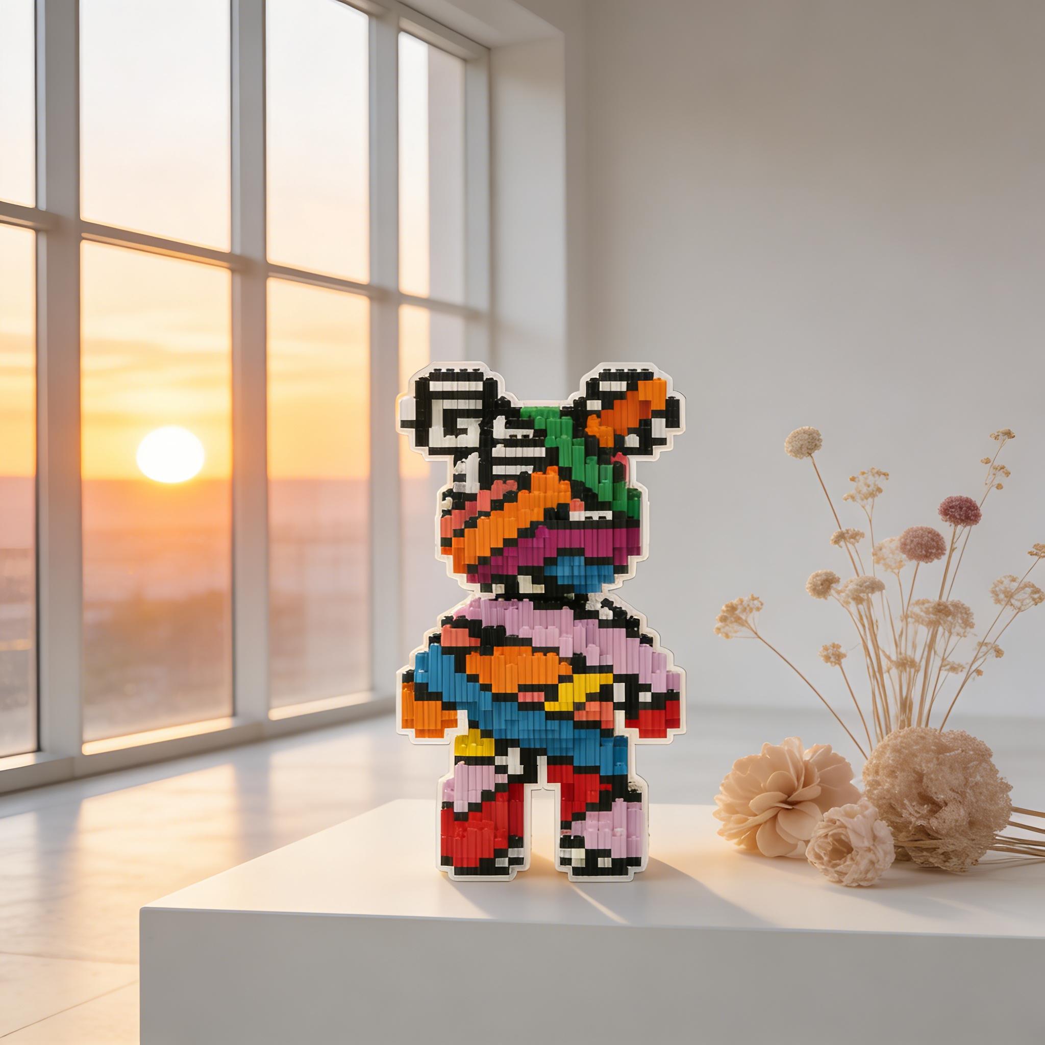 3D Puzzle Bear Building Block Decoration, Ideal for Home Office Shelves, Party Decor, Perfect Gift for Holidays, Handcrafted Sculpture
