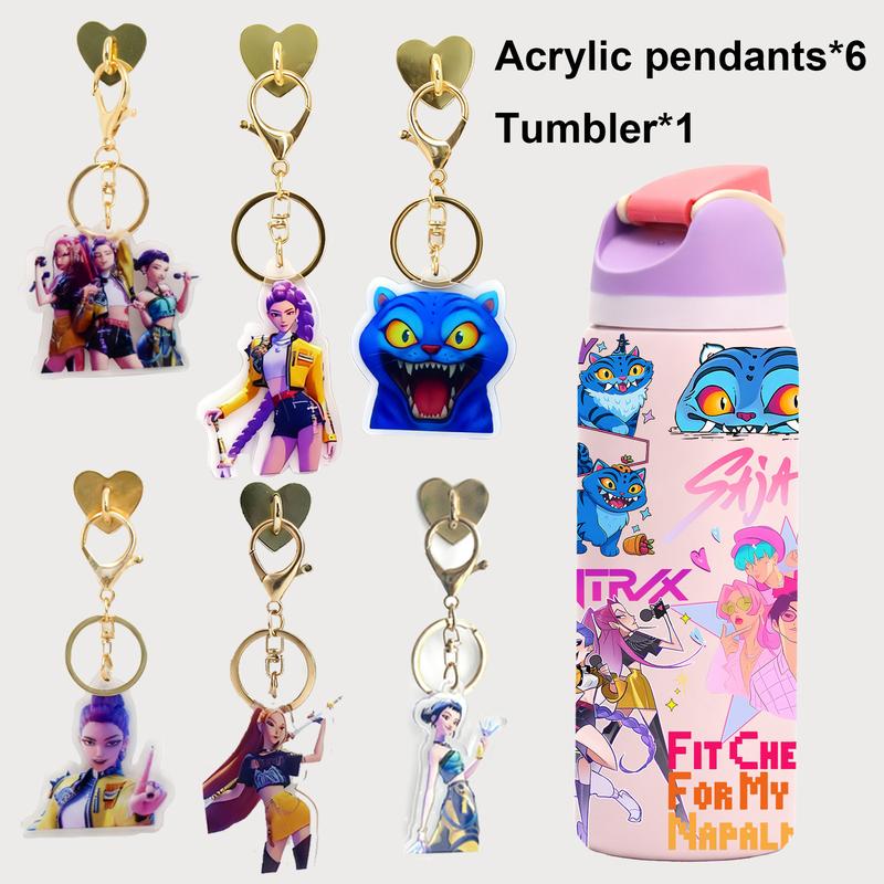 AuraCup 1pc 19/24/32oz Stainless Steel Insulated Tumbler, Insulated Travel Drinkware, KPop Demon Hunters, with Lid and Straw, Keep Hot 12H/Cold 24H, Great for School, Travel or Coffee, Gift for Teens or Pop Culture Fans, Valentine’s Day