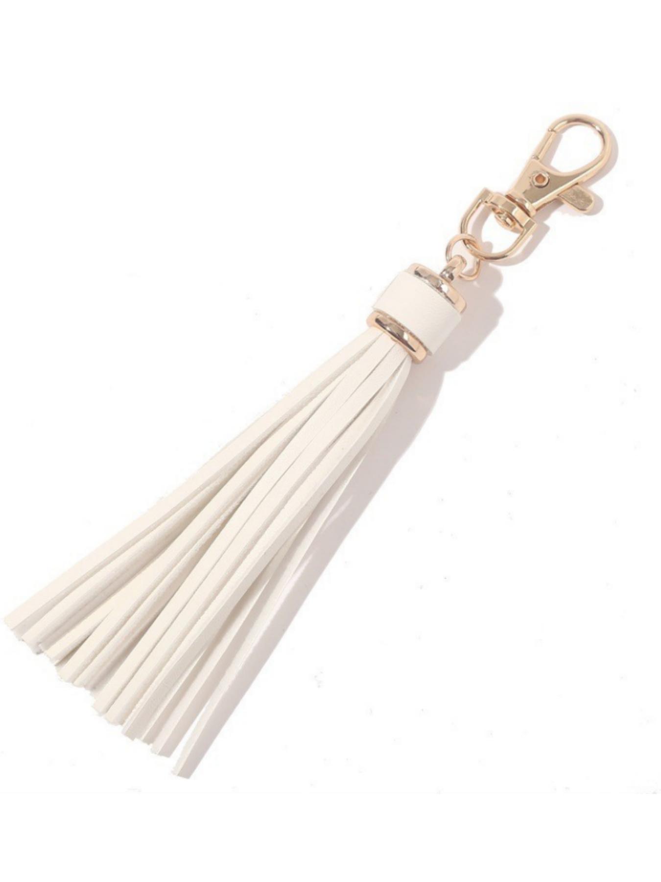 PU Leather Tassel Keychain, Silicone Bead Bracelet Keychain Accessory, Mother's Day Gift, Card Bag Charm, 1pcs