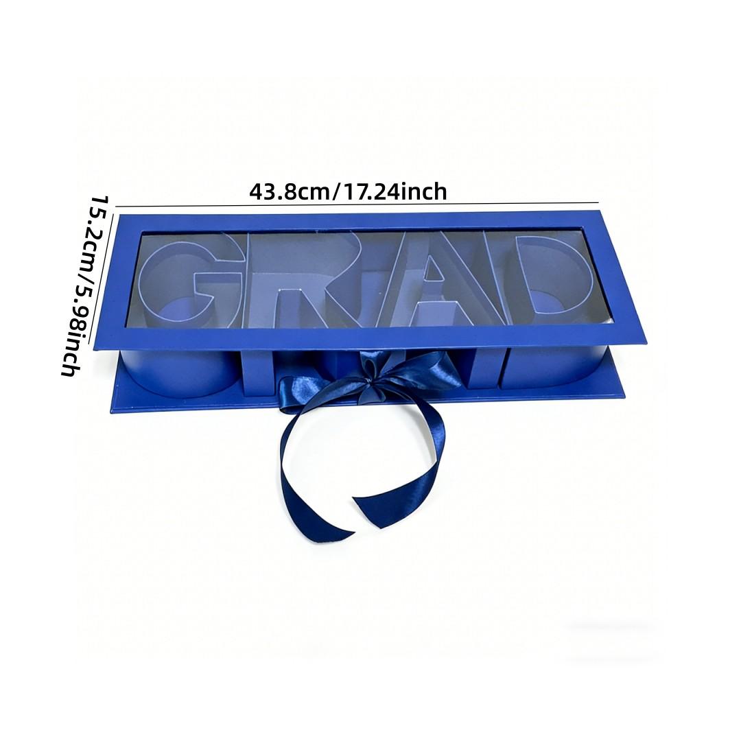 Creative Graduation Gift Box with Transparent Letter Lid, Empty Packaging for Flowers, Perfect for Graduation Celebrations