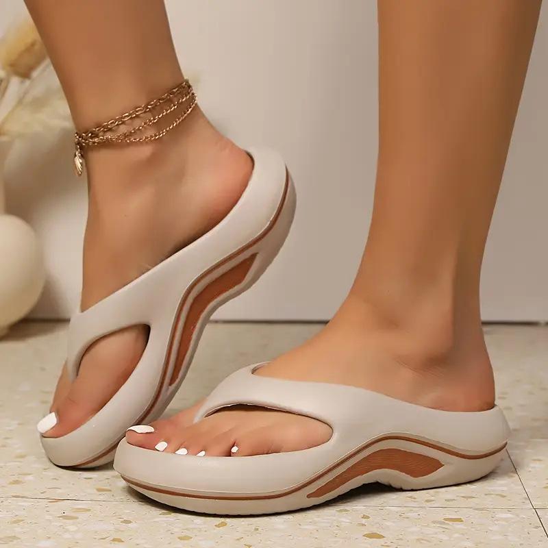 Platform Flip Flops for Women, Arch Support Cushion Thong Sandals, Thick Sole Pillow Slippers, Non-Slip Summer Beach Shoes
