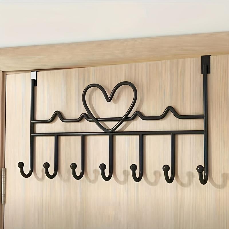 Space-Saving Metal Door Hanging Storage Rack, Easy Installation, Ideal for Towels, Clothes and Hats, No Drilling Required, Iron Art Design