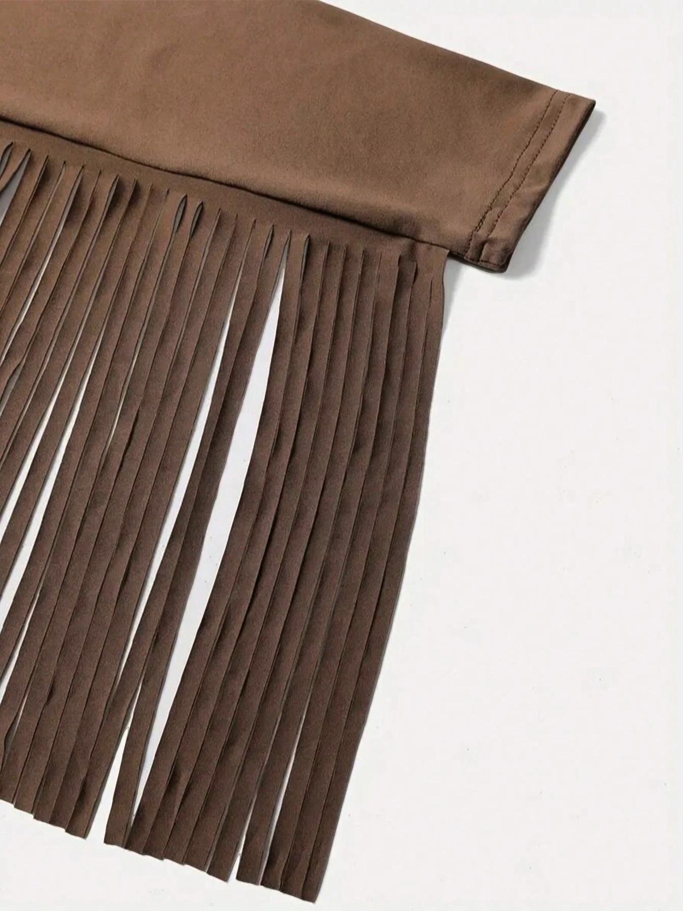 Women's Long Sleeve Knit T-Shirt, One Shoulder Design with Fringe Detail, Perfect for Outdoor Activities & Casual Wear